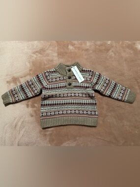 NWT Janie and Jack Fair Isle Baby Sweater, Size 6-12 Months
